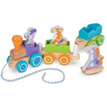 Деревянный поезд с животными First Play на веревке Melissa & Doug MD14608