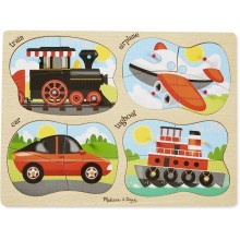 Деревянные пазлы 4 в 1 Транспорт Melissa & Doug