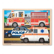 Деревянные пазлы в рамке Спецмашины 24 элемента Melissa & Doug