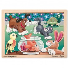 Деревянный пазл начального уровня Домашние животные Melissa & Doug 12 элементов MD12932