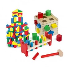 Игровой деревянный Мега набор Сортер Кубики Стучалка Melissa & Doug 124 предмета MD93685