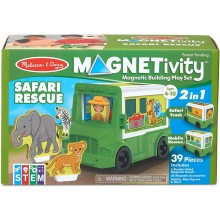 Игровой магнитный набор Magnetivity Magnetic Building Play Set - Safari Rescue Truck Сафари - спасательная машина Melissa & Doug MD30666