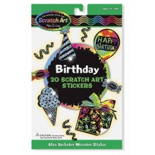 Набор для творчества с наклейками-царапками День рождения Birthday Scratch Art Stickers Melissa & Doug