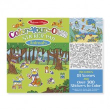 Альбом с раскрасками и наклейками Животные Color Your Own Sticker Pad Animals Melissa & Doug