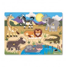 Деревянная рамка-вкладыш Сафари Safari Peg Puzzle Melissa & Doug