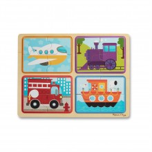 Деревянные пазлы в футляре Natural Play Wooden Puzzle: Ready, Set, Go Транспортные средства Melissa & Doug MD31361