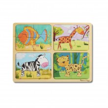 Деревянные пазлы в футляре Natural Play Wooden Puzzle: Animal Patterns Животные Melissa & Doug MD31362